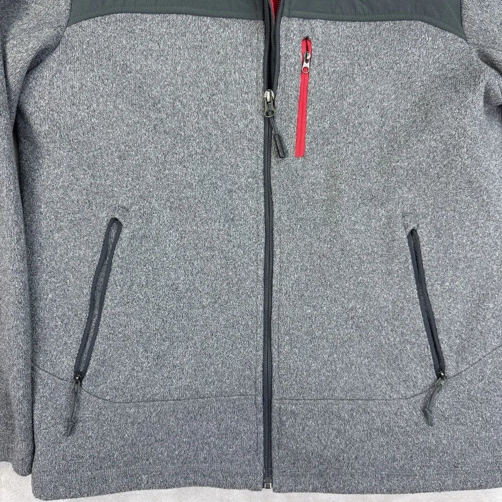 The North Face Gordon Lyons Insulated Hoodie Mens Small Gray Red Full Zip Jacket